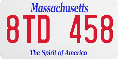 MA license plate 8TD458