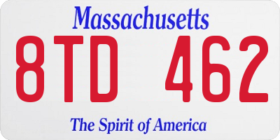 MA license plate 8TD462