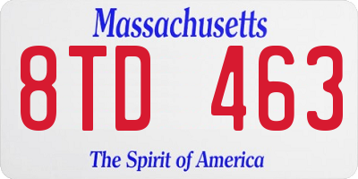 MA license plate 8TD463