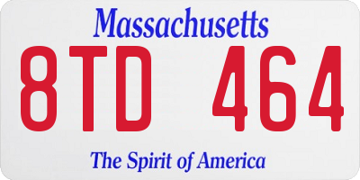 MA license plate 8TD464