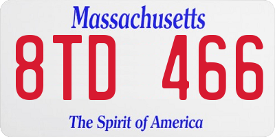 MA license plate 8TD466