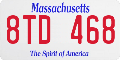 MA license plate 8TD468