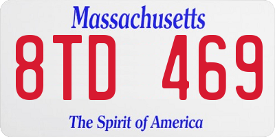 MA license plate 8TD469