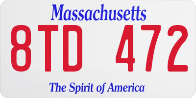 MA license plate 8TD472