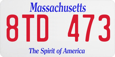 MA license plate 8TD473