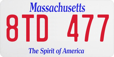 MA license plate 8TD477