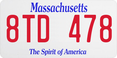 MA license plate 8TD478