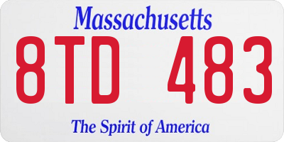 MA license plate 8TD483