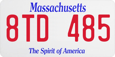 MA license plate 8TD485