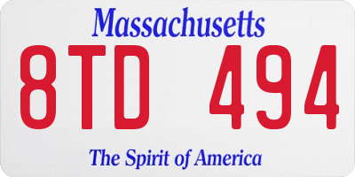 MA license plate 8TD494