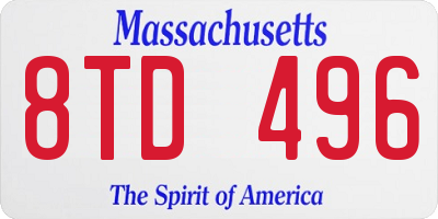 MA license plate 8TD496