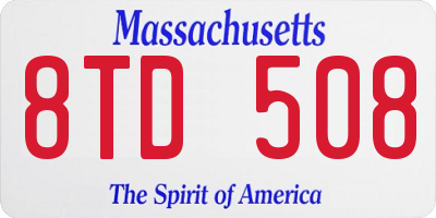MA license plate 8TD508