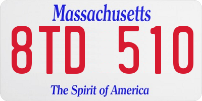 MA license plate 8TD510