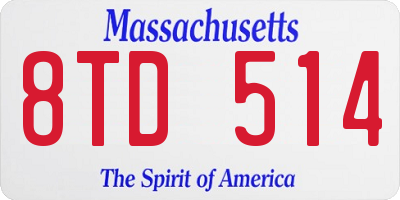 MA license plate 8TD514