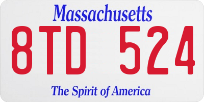 MA license plate 8TD524