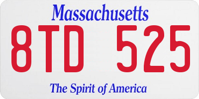 MA license plate 8TD525