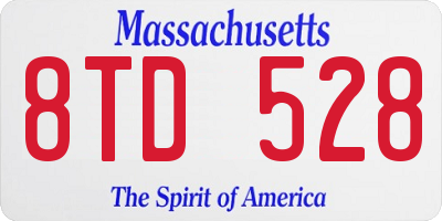 MA license plate 8TD528