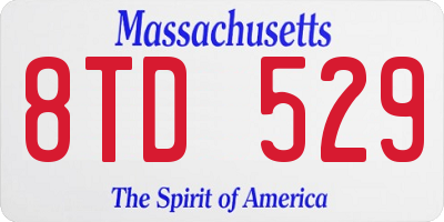MA license plate 8TD529