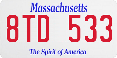 MA license plate 8TD533