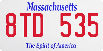 MA license plate 8TD535
