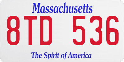 MA license plate 8TD536