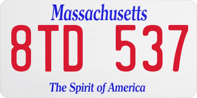 MA license plate 8TD537