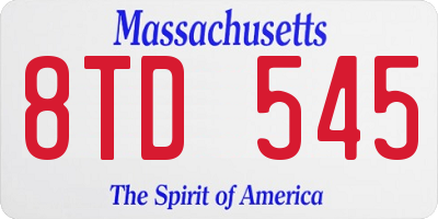 MA license plate 8TD545