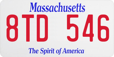 MA license plate 8TD546