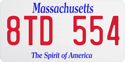 MA license plate 8TD554