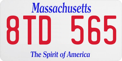 MA license plate 8TD565