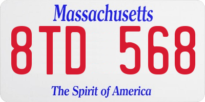 MA license plate 8TD568