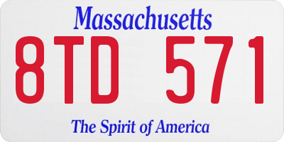 MA license plate 8TD571
