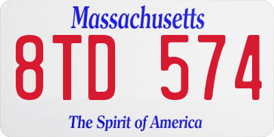 MA license plate 8TD574