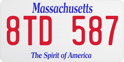 MA license plate 8TD587