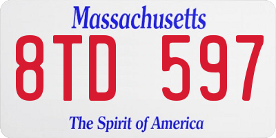 MA license plate 8TD597