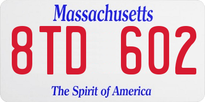 MA license plate 8TD602