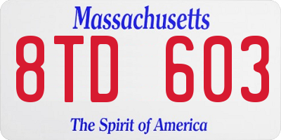 MA license plate 8TD603