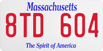 MA license plate 8TD604
