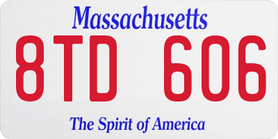 MA license plate 8TD606