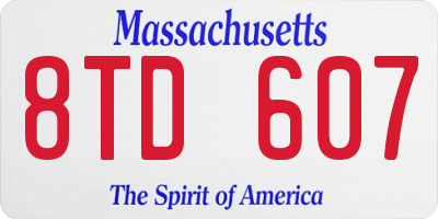 MA license plate 8TD607