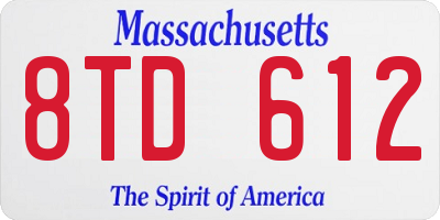 MA license plate 8TD612
