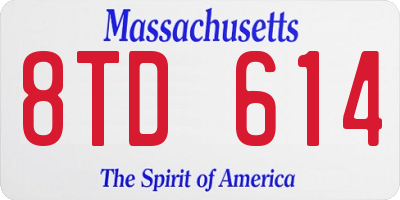 MA license plate 8TD614