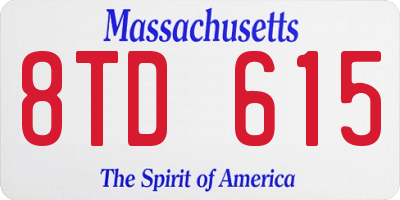 MA license plate 8TD615