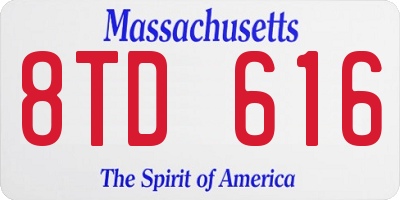 MA license plate 8TD616