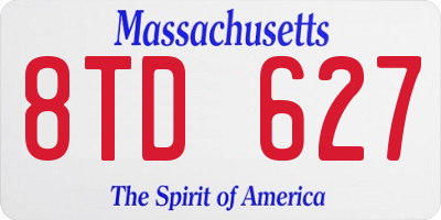 MA license plate 8TD627