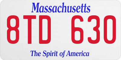MA license plate 8TD630