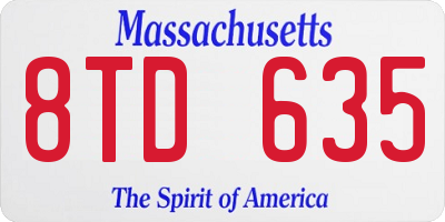 MA license plate 8TD635