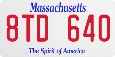 MA license plate 8TD640