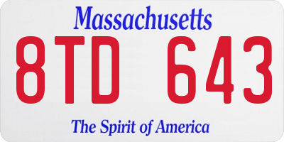 MA license plate 8TD643