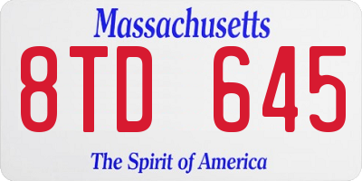 MA license plate 8TD645